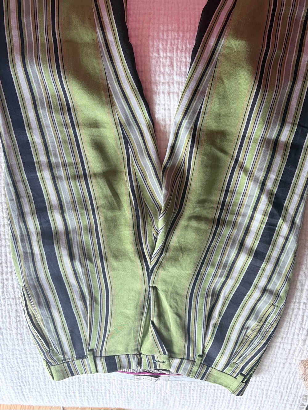 Etro Green and Black Striped Cropped Jumpsuit